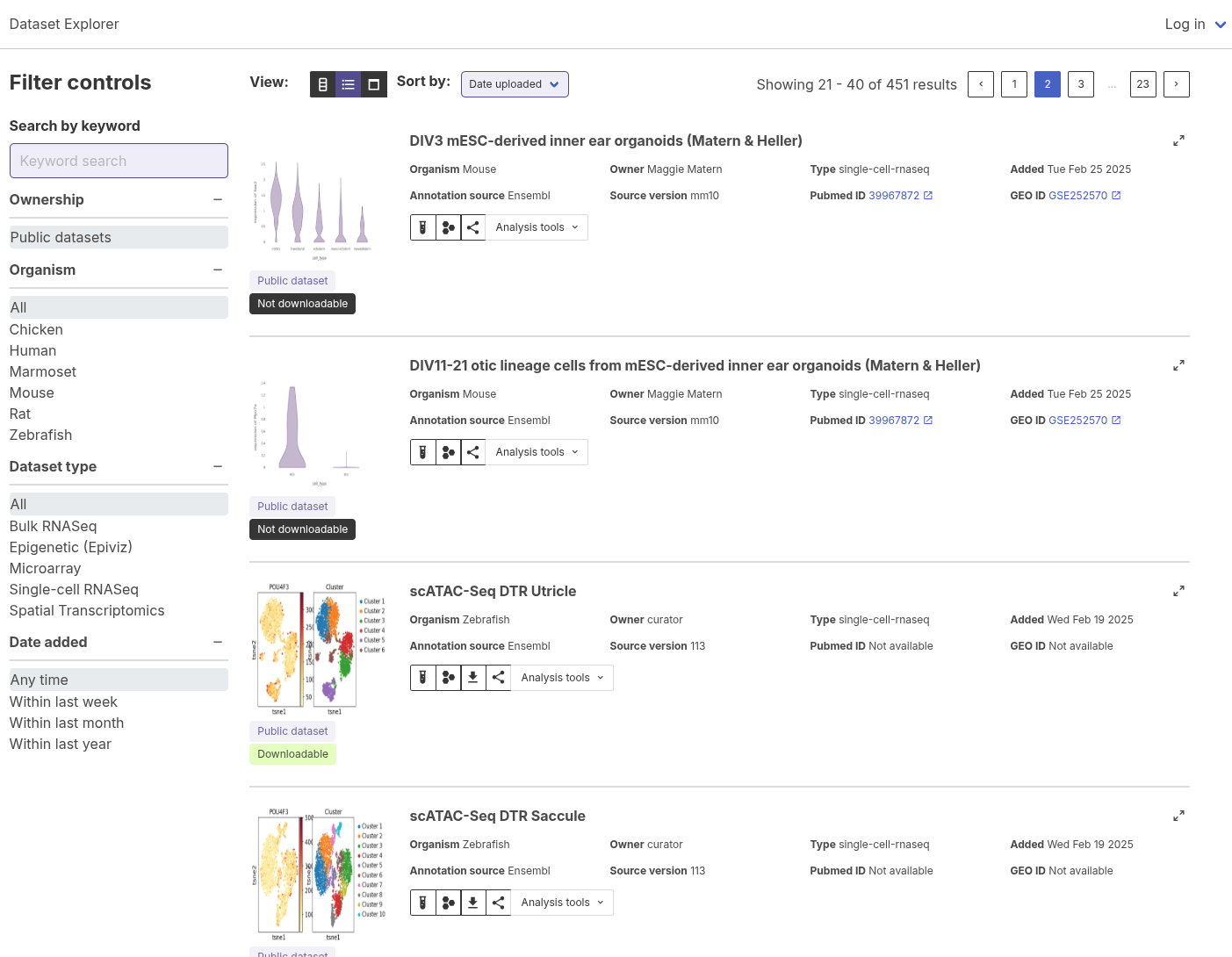 Dataset explorer link